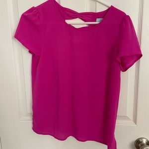 Magenta blouse with bow tie back
